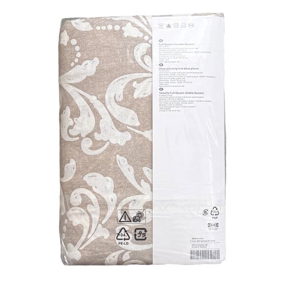 IKEA VARBRACKA Beige & White Full Queen Duvet Cover and Pillowcases - Picture 2 of 2